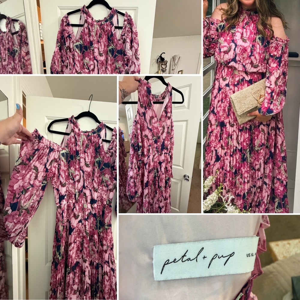 Petal & Pup Pink Floral Cold Shoulder Dress